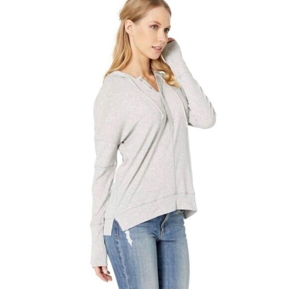 Chaser Gray Baby Rib Henley Hoodie Size S - Picture 2 of 13